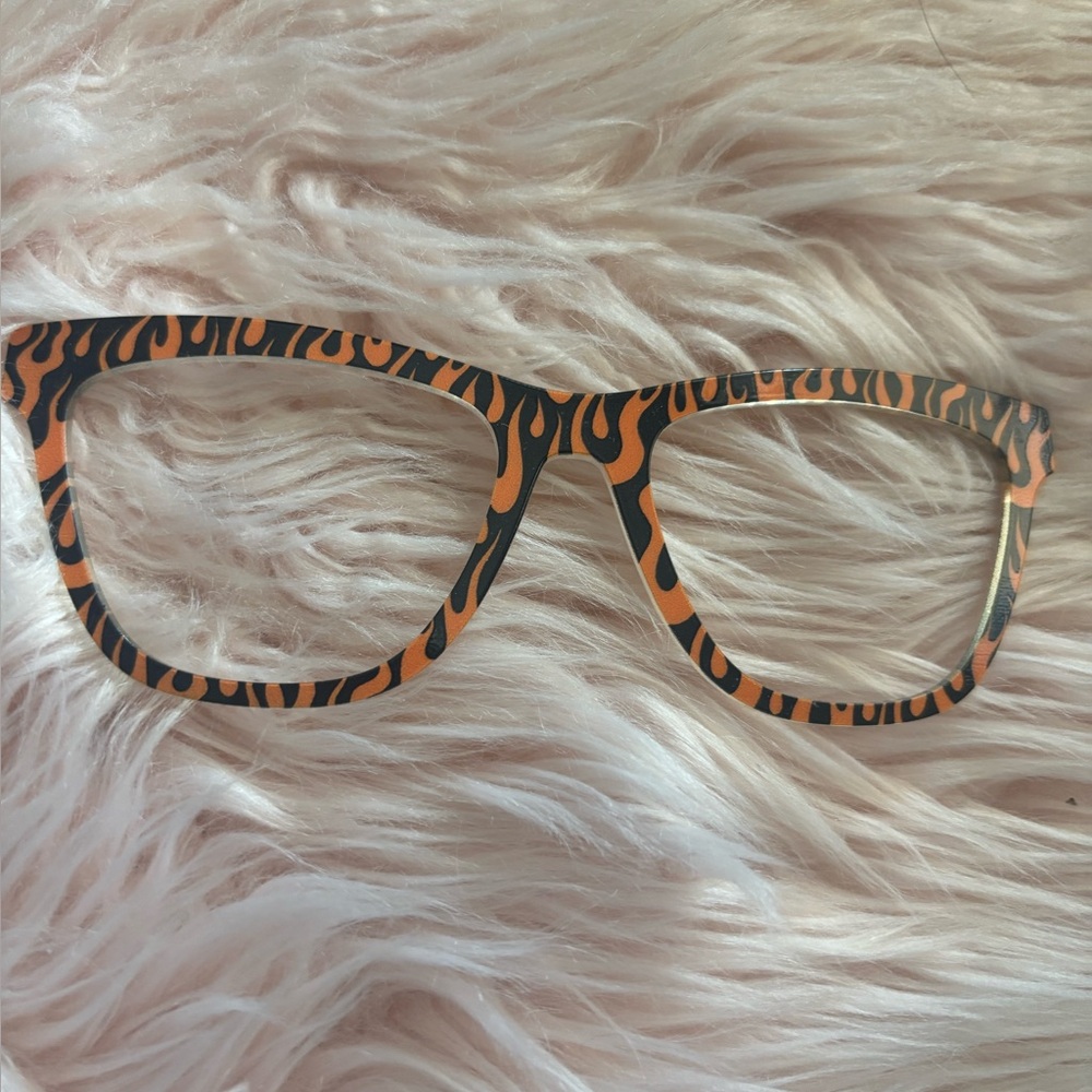 Orange and Black Flame Print Eyeglass Frames Harper's